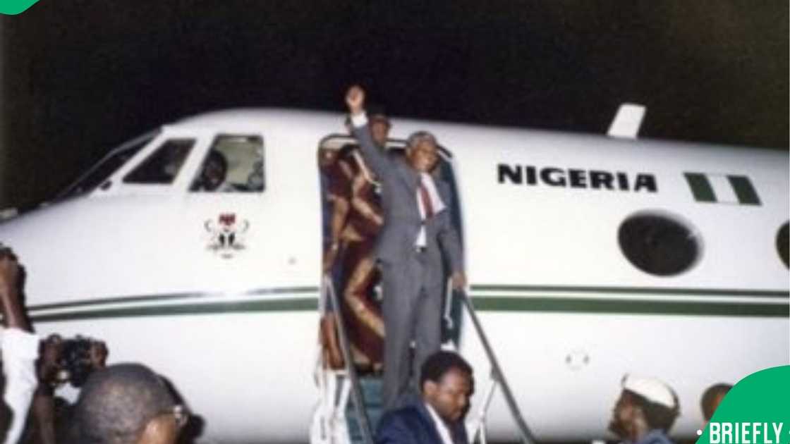 Mandela during a visit to Nigeria