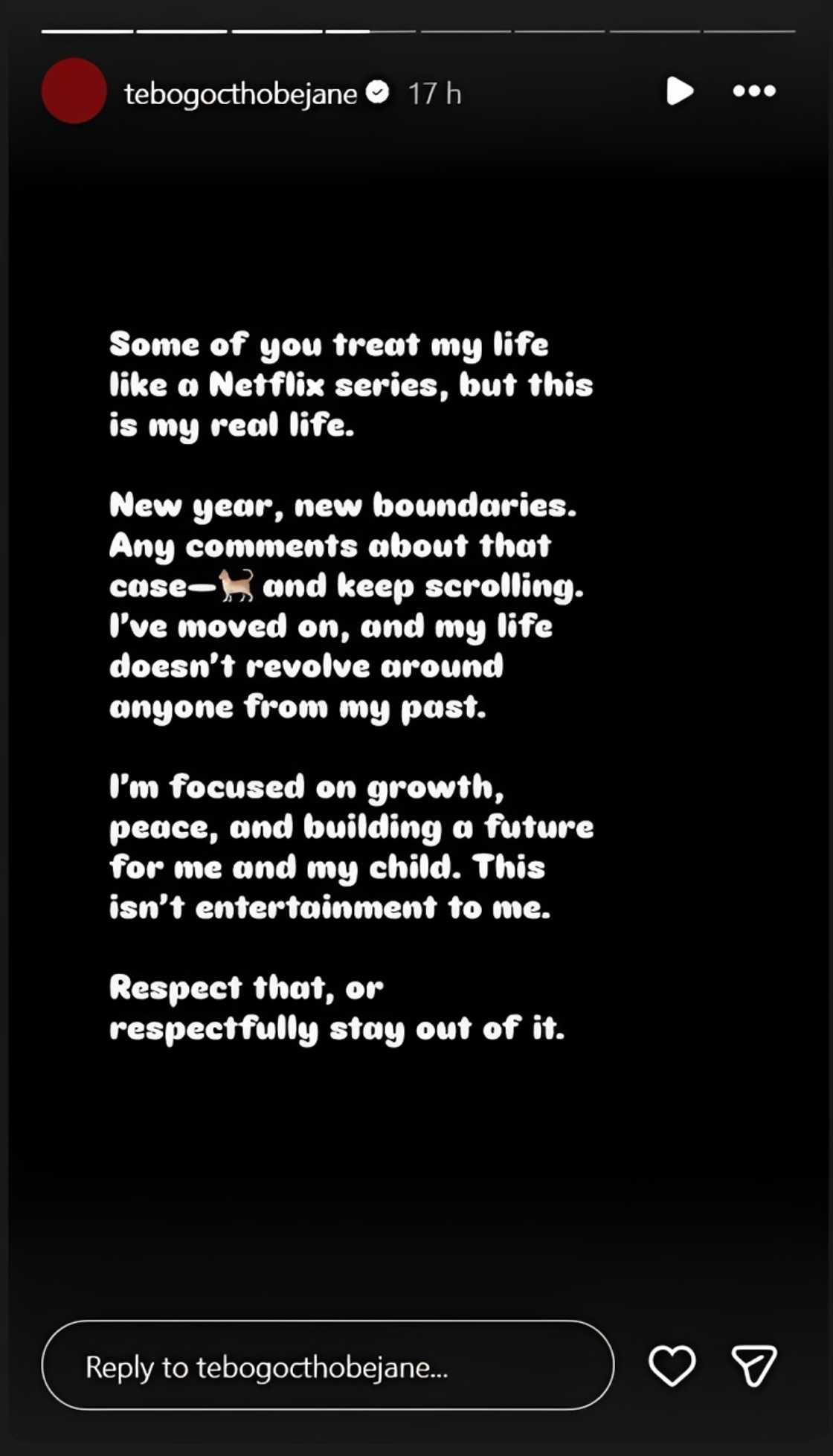 Tebogo Thobejane shared her new year's resolution Tebogo Thobejane shared her new year's resolution