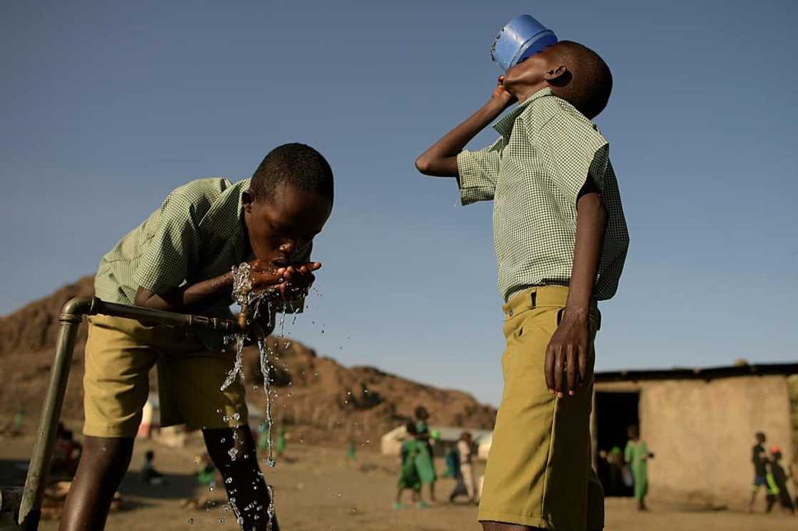 Children in the village suffer side effects from drinking water from Lake Turkana Children in the village suffer side effects from drinking water from Lake Turkana