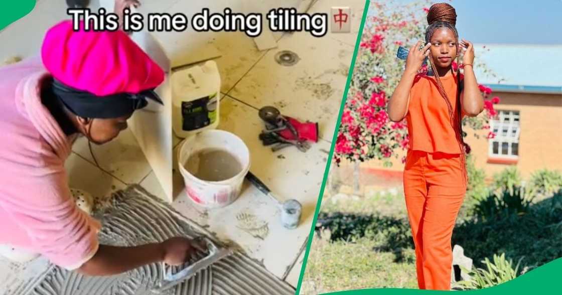 A young lady showed off her tiling skills, leaving the internet impressed.