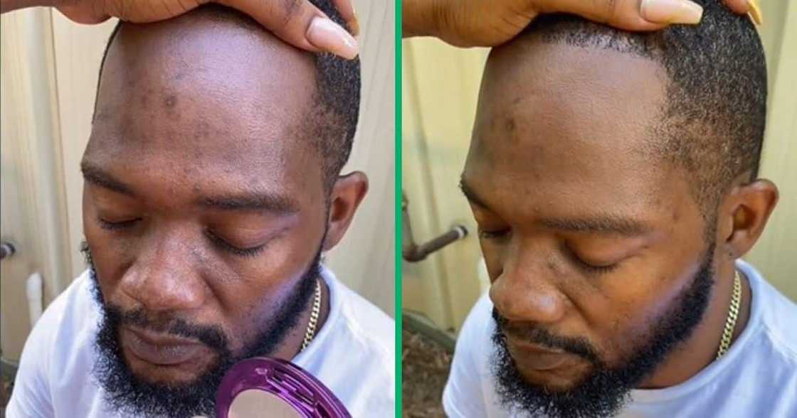 TikTok video of foundation making man's blemishes disappear TikTok video of foundation making man's blemishes disappear