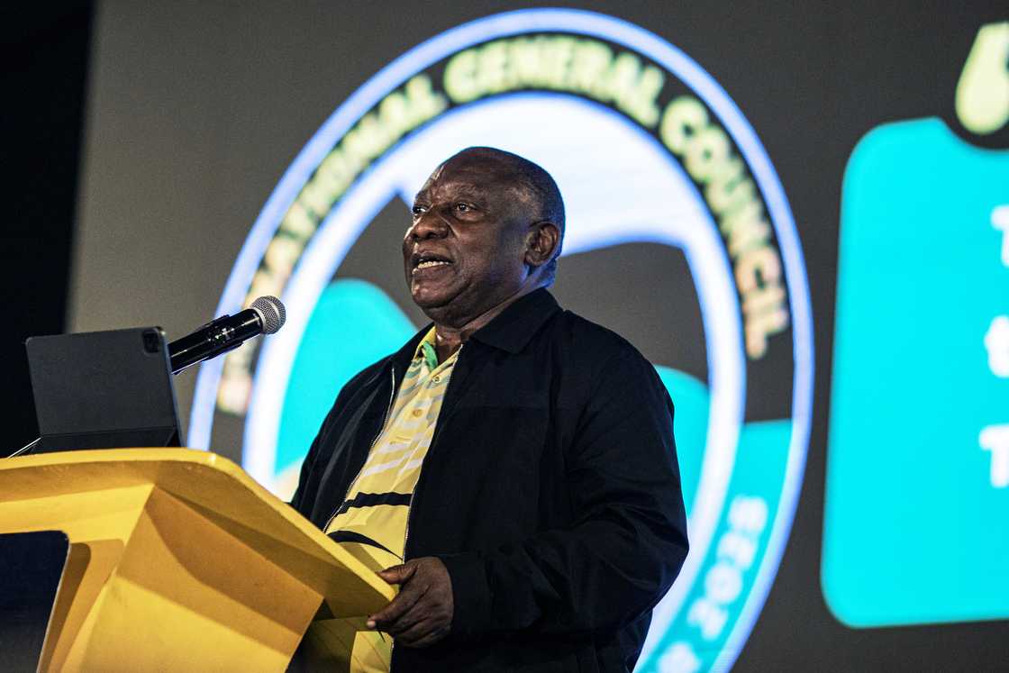 President Cyril Ramaphosa addressed members of the ANC at an event President Cyril Ramaphosa addressed members of the ANC at an event