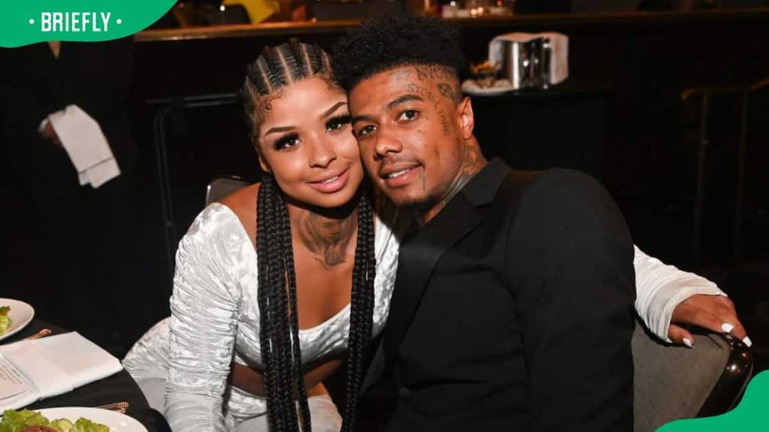 Rock and Blueface posing for a photo Rock and Blueface posing for a photo