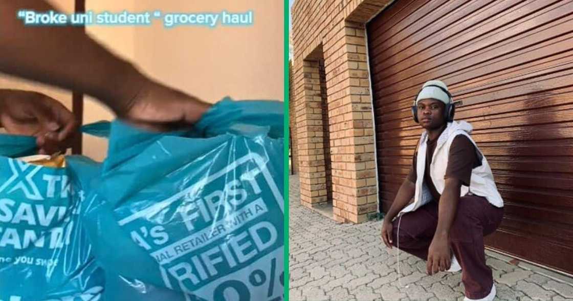 Broke student unpacked Checkers groceries Broke student unpacked Checkers groceries