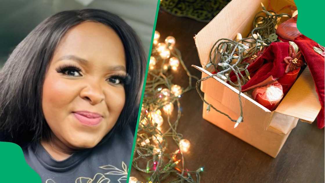 A woman showed a homeowner's Christmas decorations. A woman showed a homeowner's Christmas decorations.