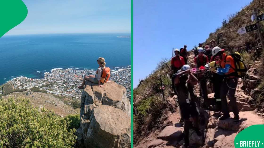 The visual on the right showed the a hiker being rescued