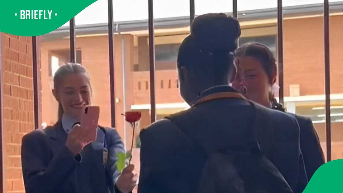 Same sex high school couple touch SA Same sex high school couple touch SA