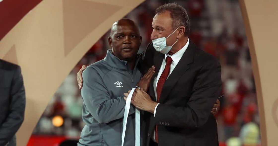 Al Ahly coach Pitso Mosimane has responded to President Cyril Ramaphosa's message. Image: @AlAhlyEnglish/Twitter