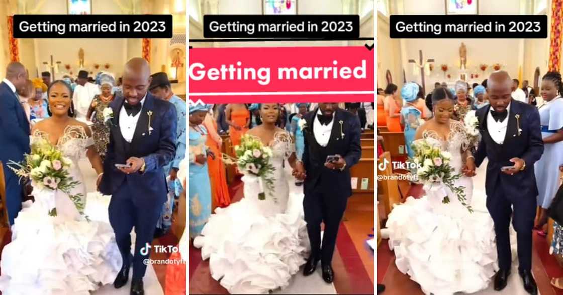 TikTok user @brandotyft shared the footage showing the man paying his beautiful bride no attention TikTok user @brandotyft shared the footage showing the man paying his beautiful bride no attention