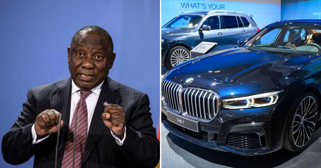 Cyril Ramaphosa rolls around in a decked-out BMW 7 series and Mercedes S class. Cyril Ramaphosa rolls around in a decked-out BMW 7 series and Mercedes S class.