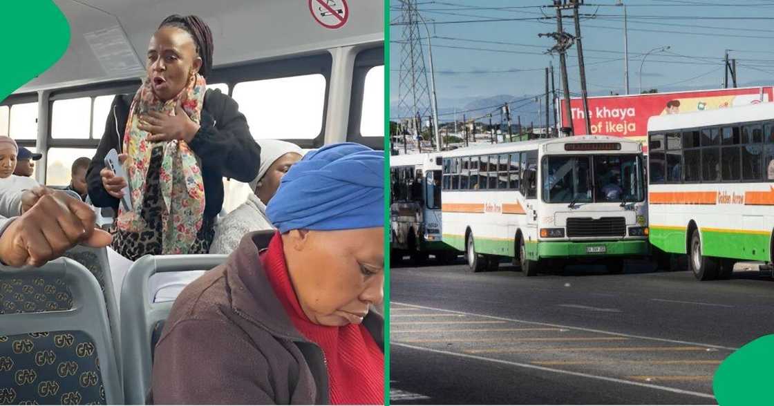 A group of people sang church songs in a Golden Arrow bus in Cape Town. A group of people sang church songs in a Golden Arrow bus in Cape Town.
