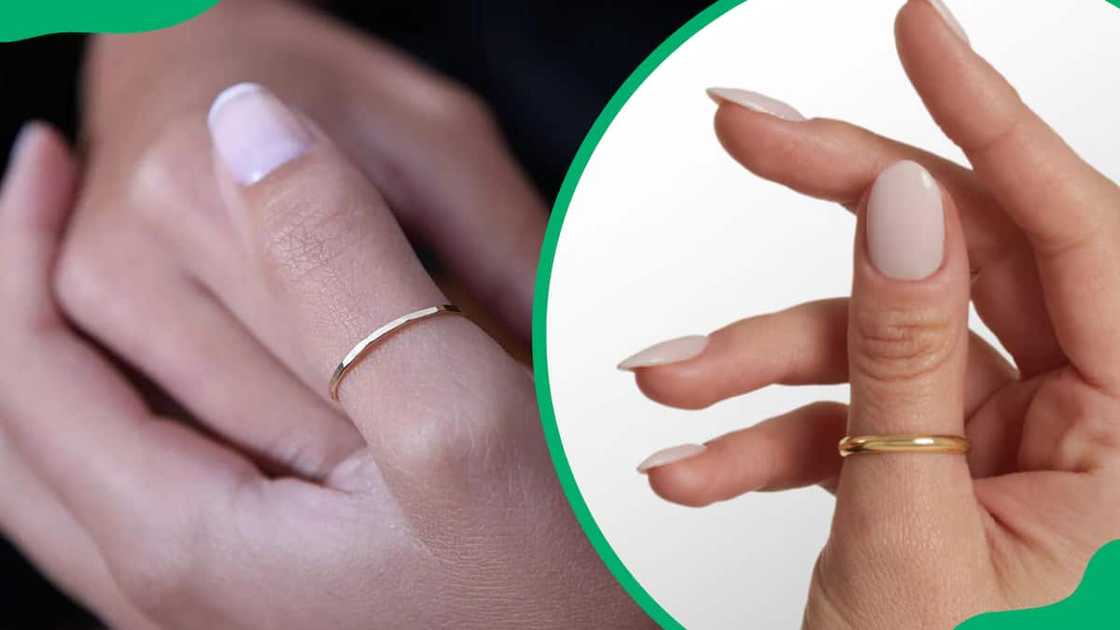 Gold rings on thumbs Gold rings on thumbs