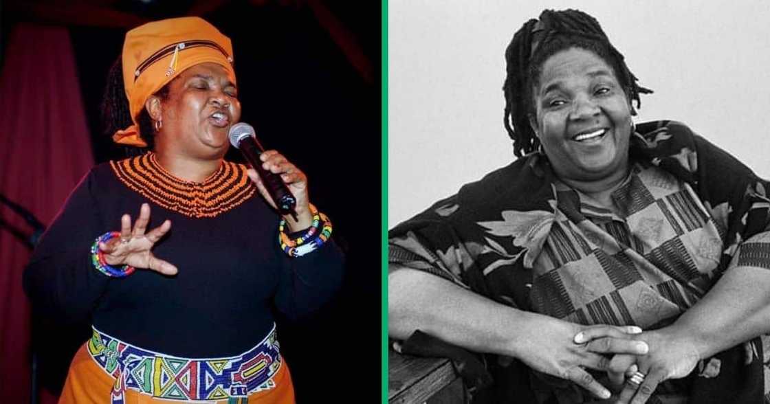 Sylvia Mdunyelwa singing on stage and posing for photo Sylvia Mdunyelwa singing on stage and posing for photo