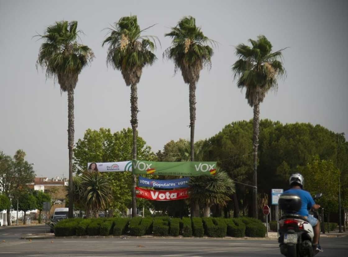 Electroal posters in Seville for a regional vote in Andalusia Electroal posters in Seville for a regional vote in Andalusia