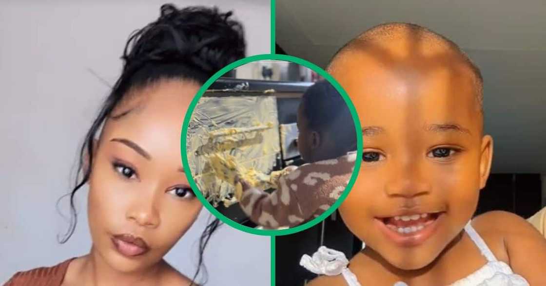 TikTok video of kid covering kitchen drawers with margarine TikTok video of kid covering kitchen drawers with margarine