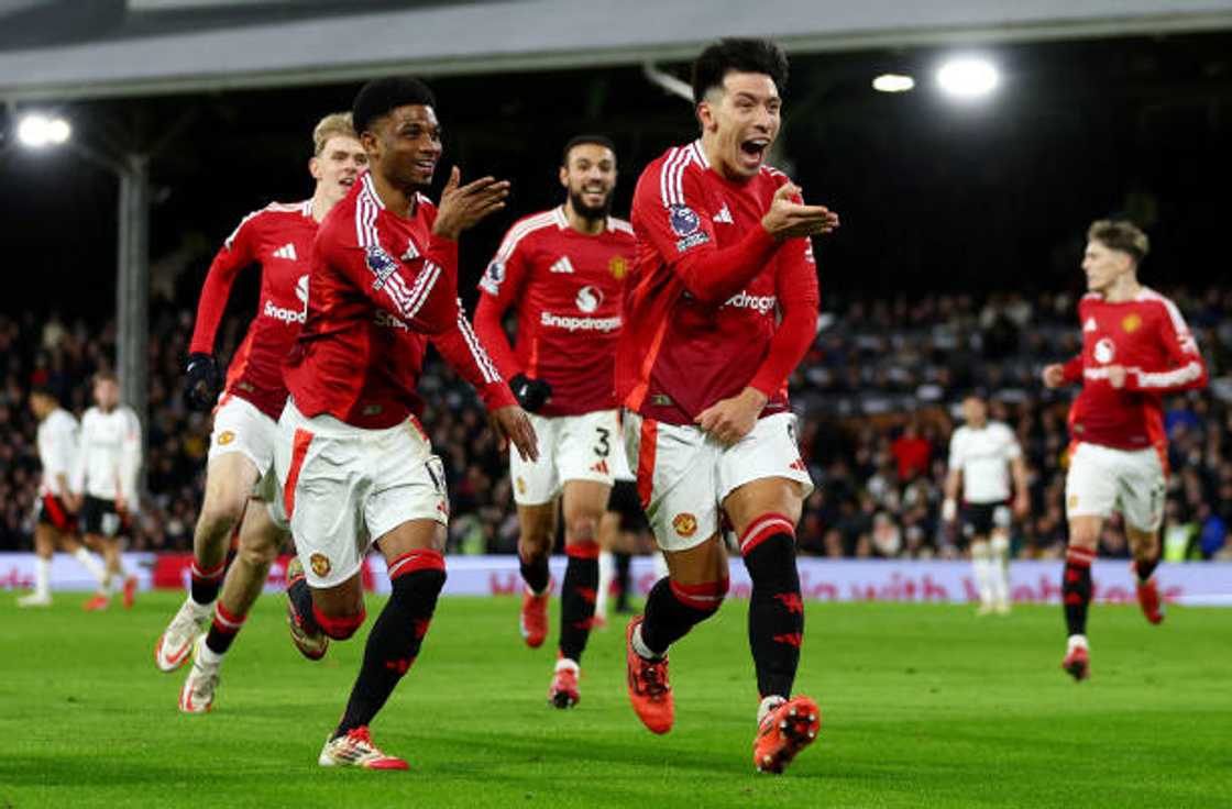 Lisandro Martinez l during the Premier League match between Fulham FC and Manchester United FC at Craven Cottage on January 26, 2025 in London, England.