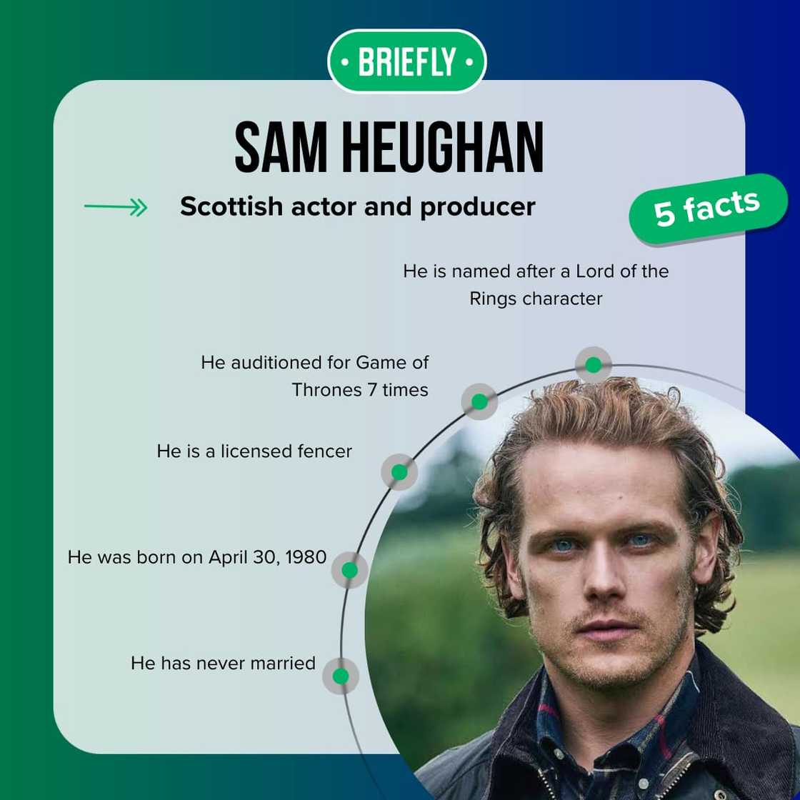 Sam Heughan posing for a photo Sam Heughan posing for a photo