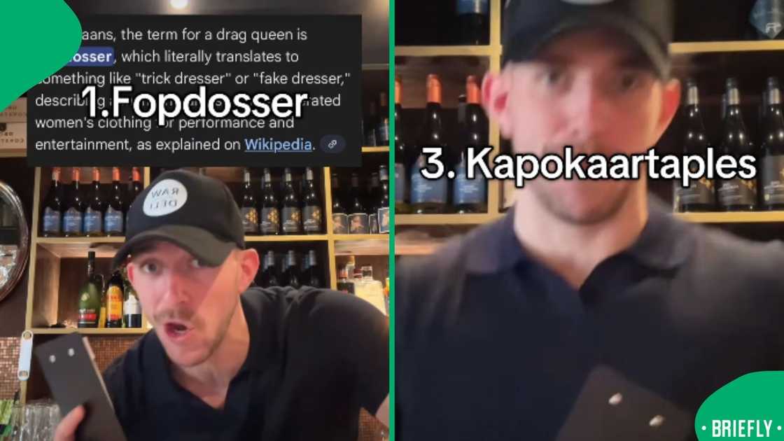 The visual on the right captured the third Afrikaans word he dissed The visual on the right captured the third Afrikaans word he dissed