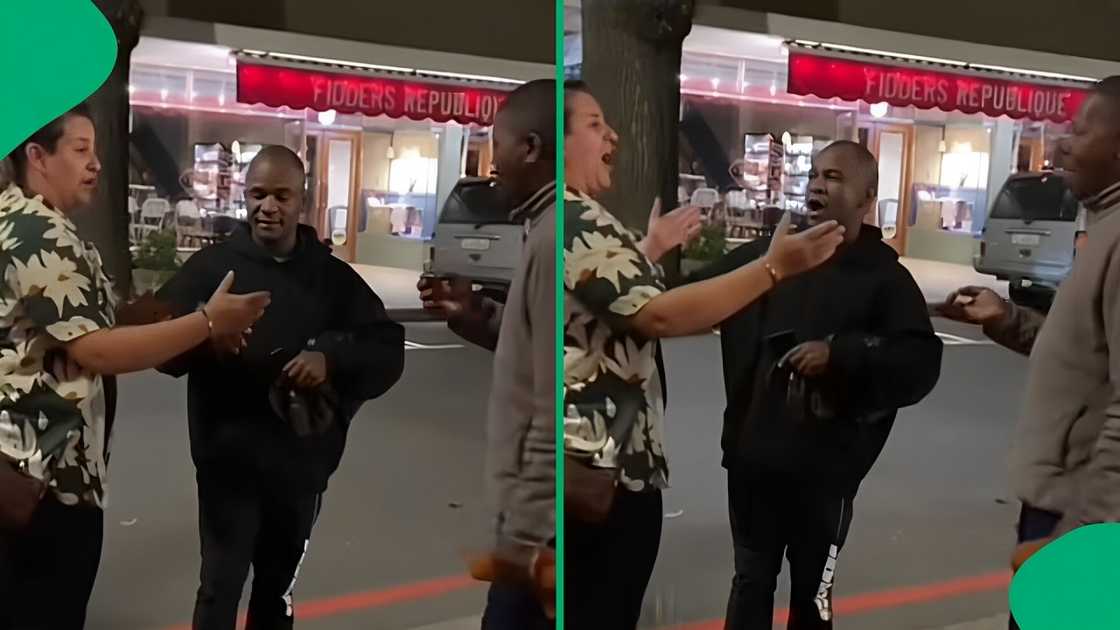 A TikTok video shows two men and a woman singing in the streets. A TikTok video shows two men and a woman singing in the streets.