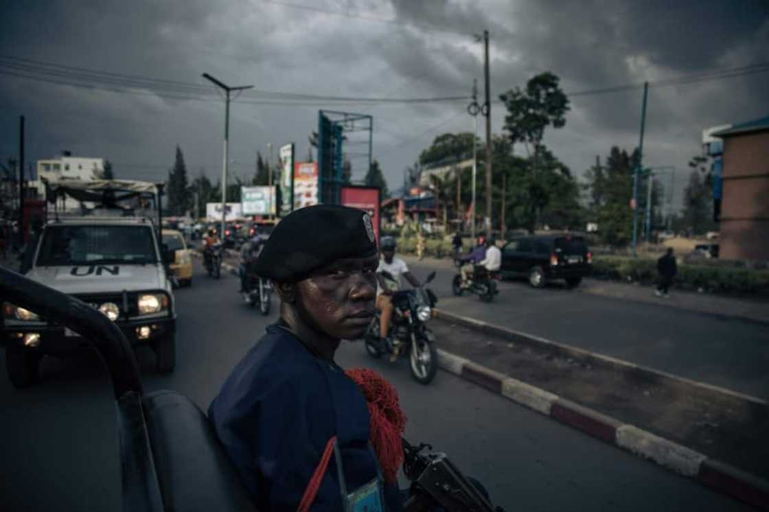 AFP correspondents in Goma saw two fighter planes and two combat helicopters fly overhead Wednesday