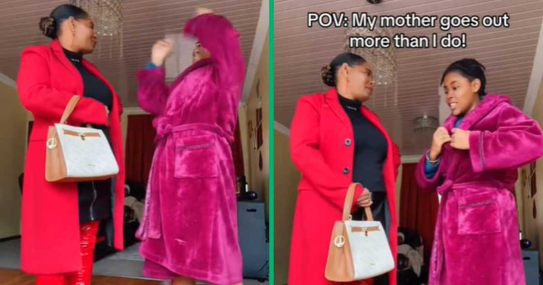 Young woman lecturing social mom in TikTok video Young woman lecturing social mom in TikTok video