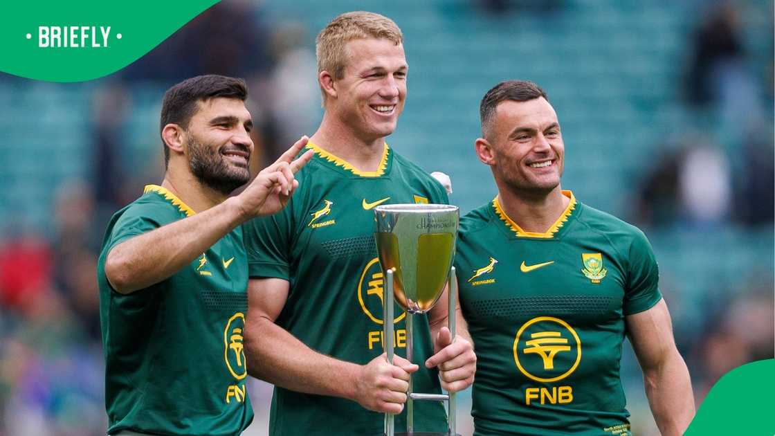 Damian de Allende, Pieter-Steph du Toit, Jesse Kriel, the Rugby Championship, South Africa Springboks and Argentina. Damian de Allende, Pieter-Steph du Toit, Jesse Kriel, the Rugby Championship, South Africa Springboks and Argentina.