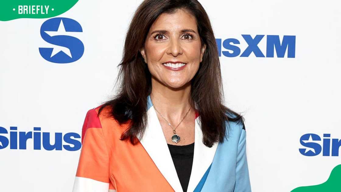 Nikki Haley at New York City's SiriusXM Studios in 2024 Nikki Haley at New York City's SiriusXM Studios in 2024