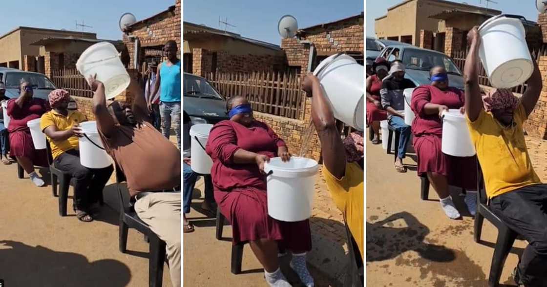 Elderly people trying the water bucket challenge Elderly people trying the water bucket challenge