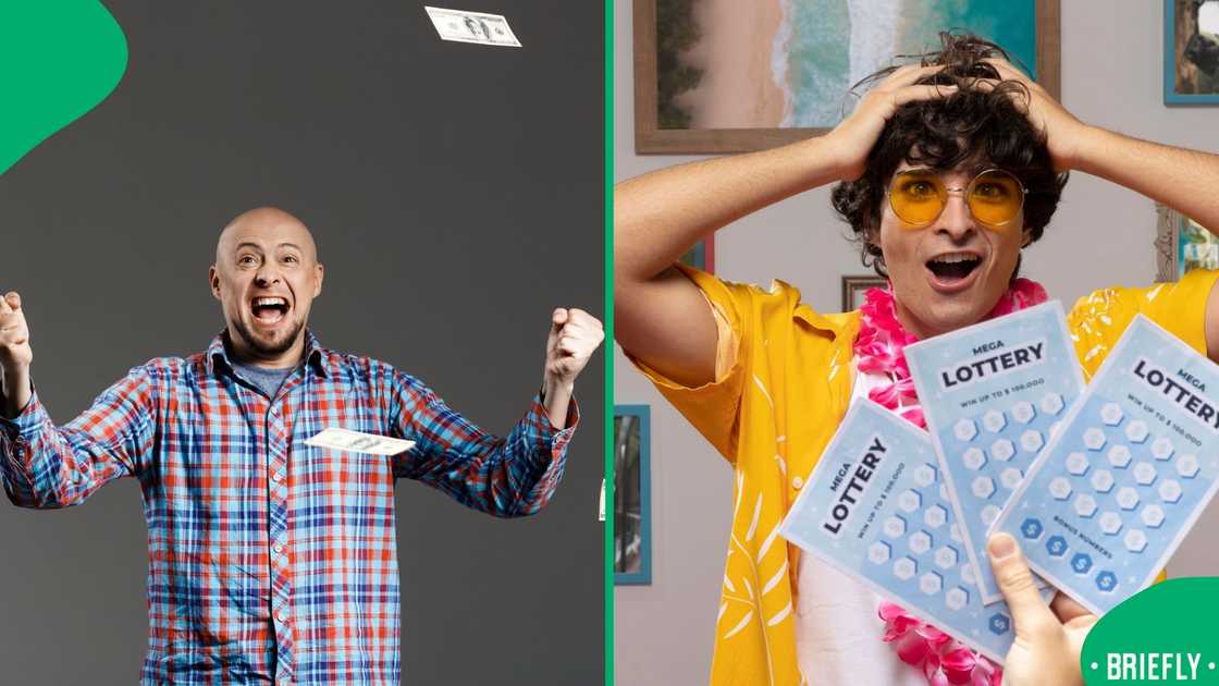 A man on the left was happy, celebrating a big win