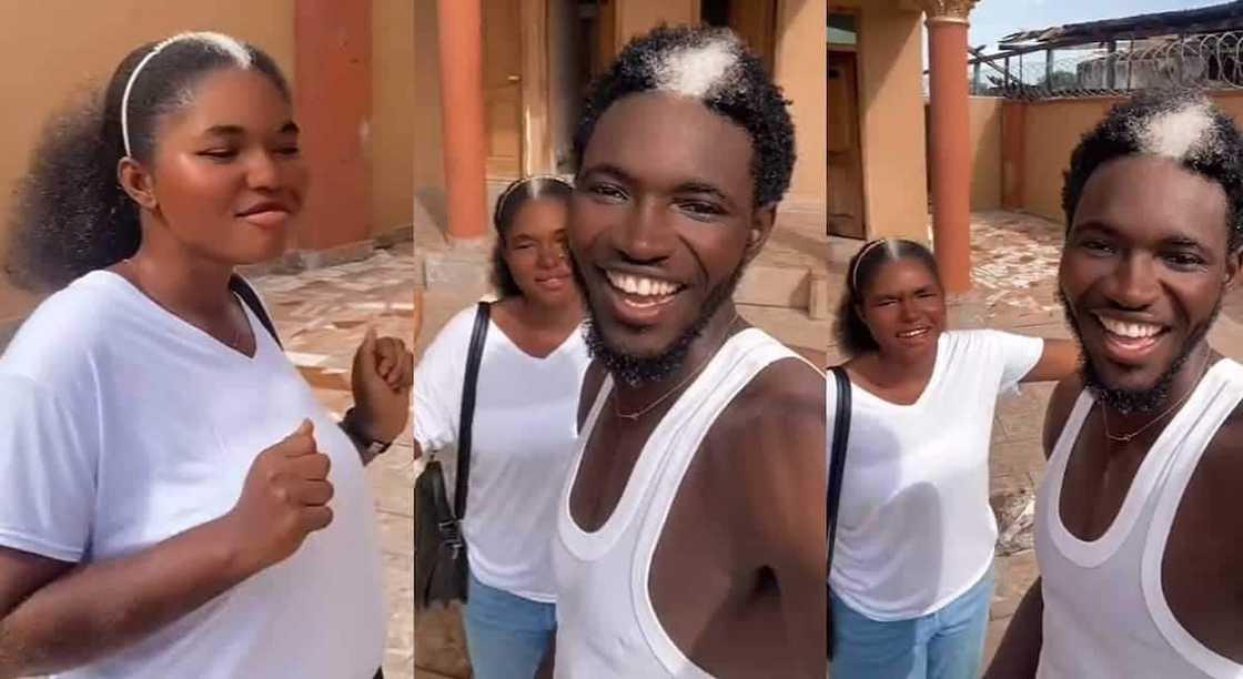 Photos of a lady and her brother who share white marks Photos of a lady and her brother who share white marks
