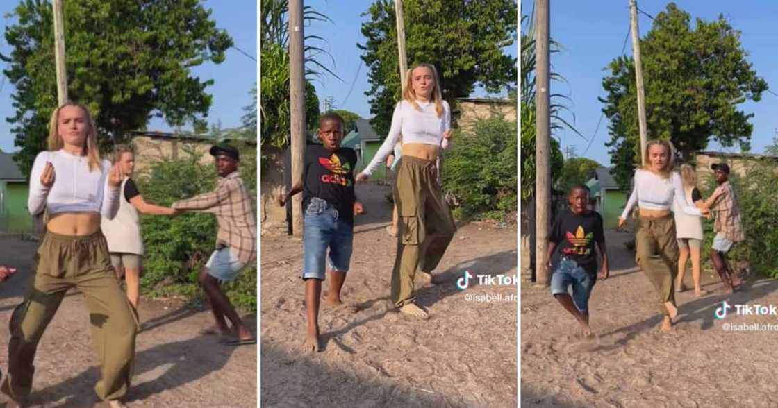 Man being pulled by girlfriend Man being pulled by girlfriend