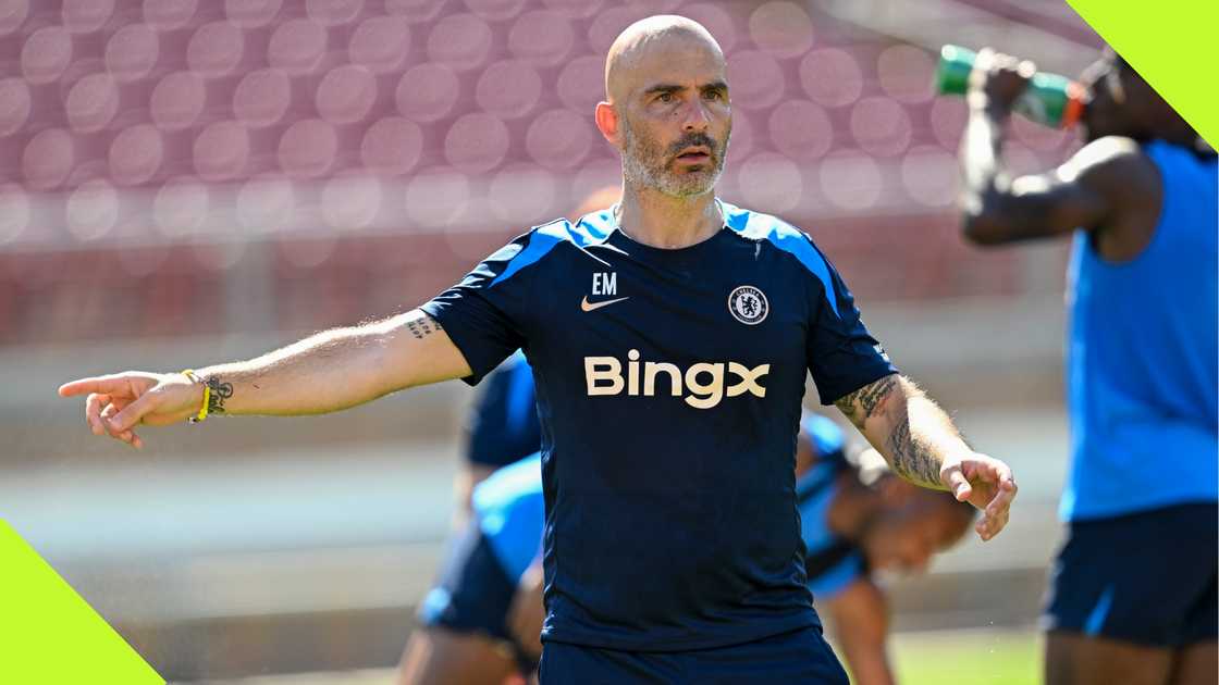 Chelsea FC training session by new boss Enzo Maresca.