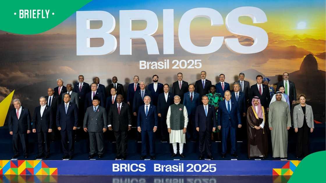 BRICS leaders pose for a photo during the 17th BRICS Summit in Rio de Janeiro