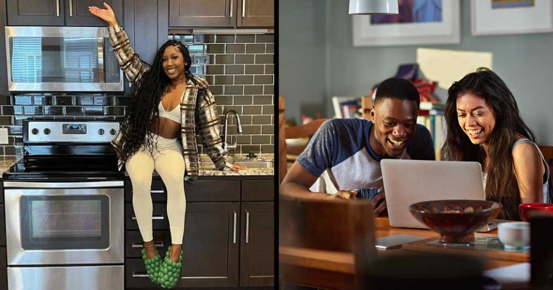 Homeowner, woman, lady, house, kitchen, new crib Homeowner, woman, lady, house, kitchen, new crib