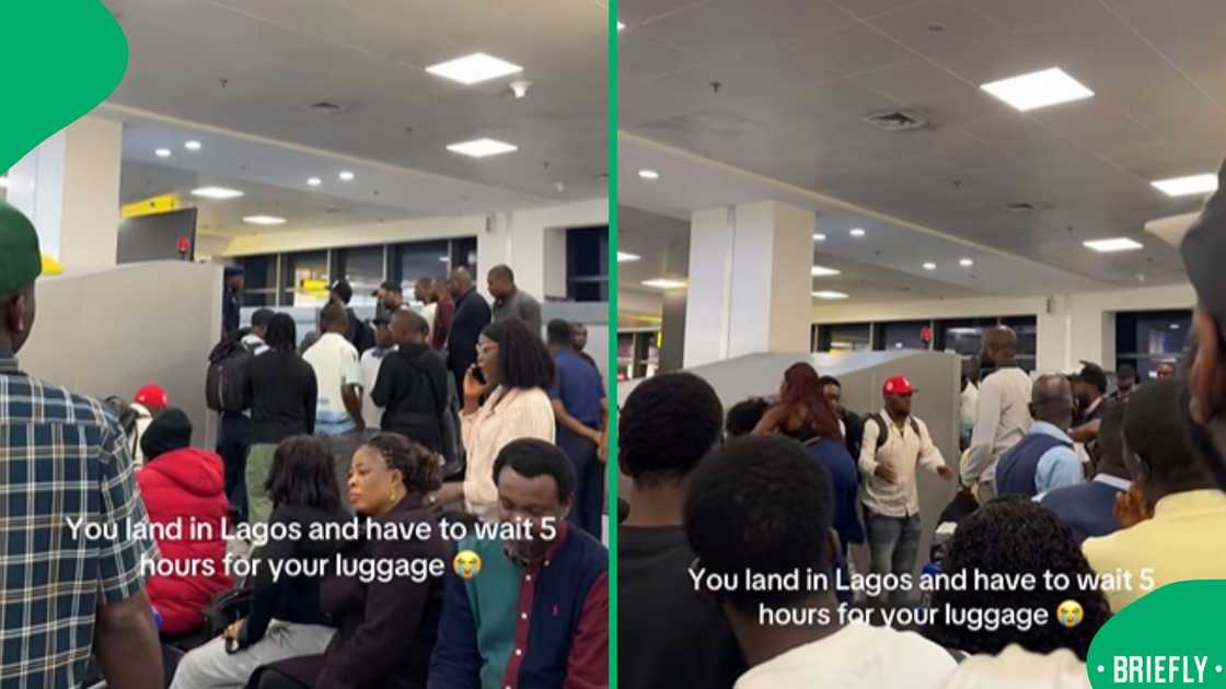 The visual on the right showed the tension and commotion from tired passengers The visual on the right showed the tension and commotion from tired passengers
