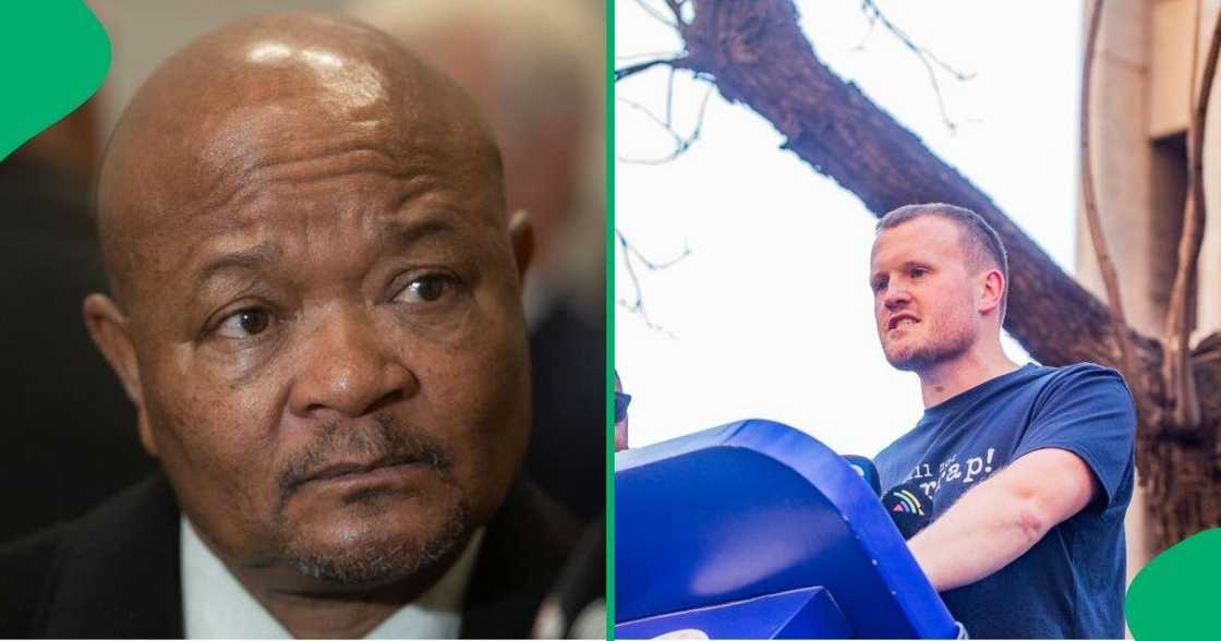 The Police Minister Senzo Mchunu gave Ian Cameron words of advice after he was elected as the Portfolio Committee of Police's chairperson The Police Minister Senzo Mchunu gave Ian Cameron words of advice after he was elected as the Portfolio Committee of Police's chairperson