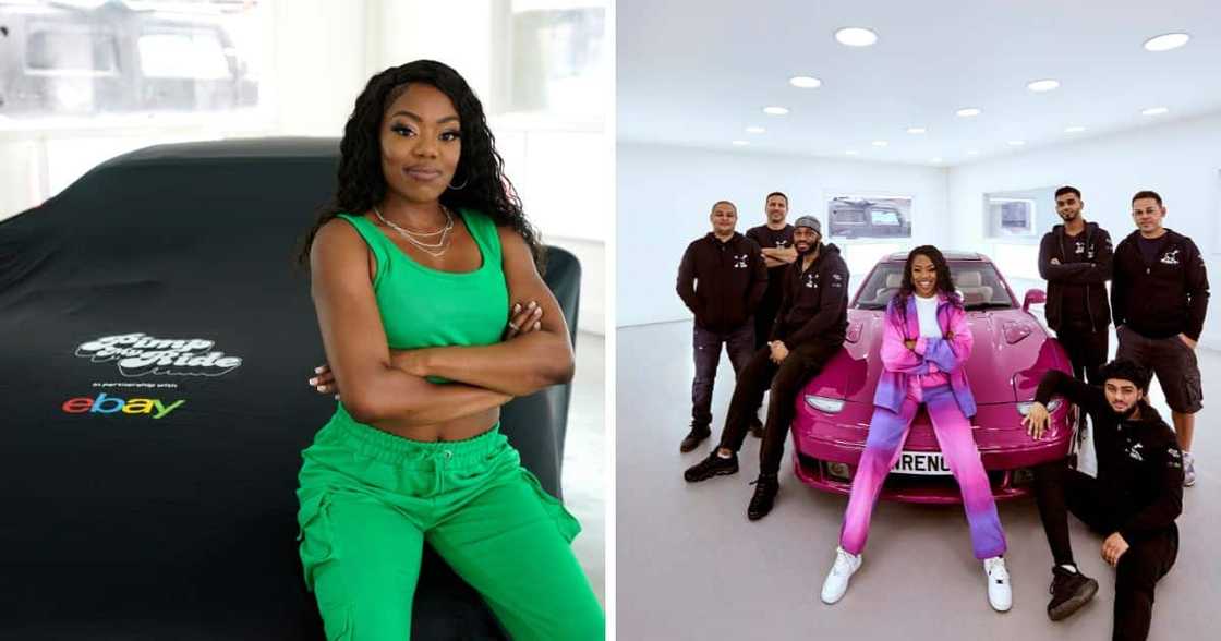 Lady Leshurr sitting on a car