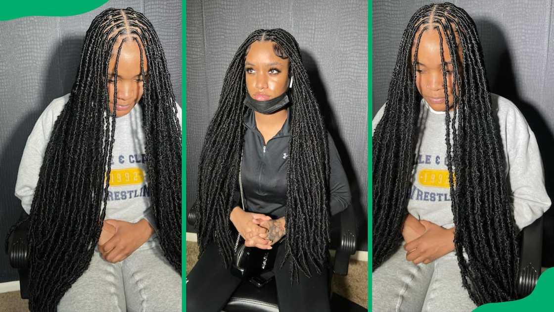 Long, black butterfly locs Long, black butterfly locs