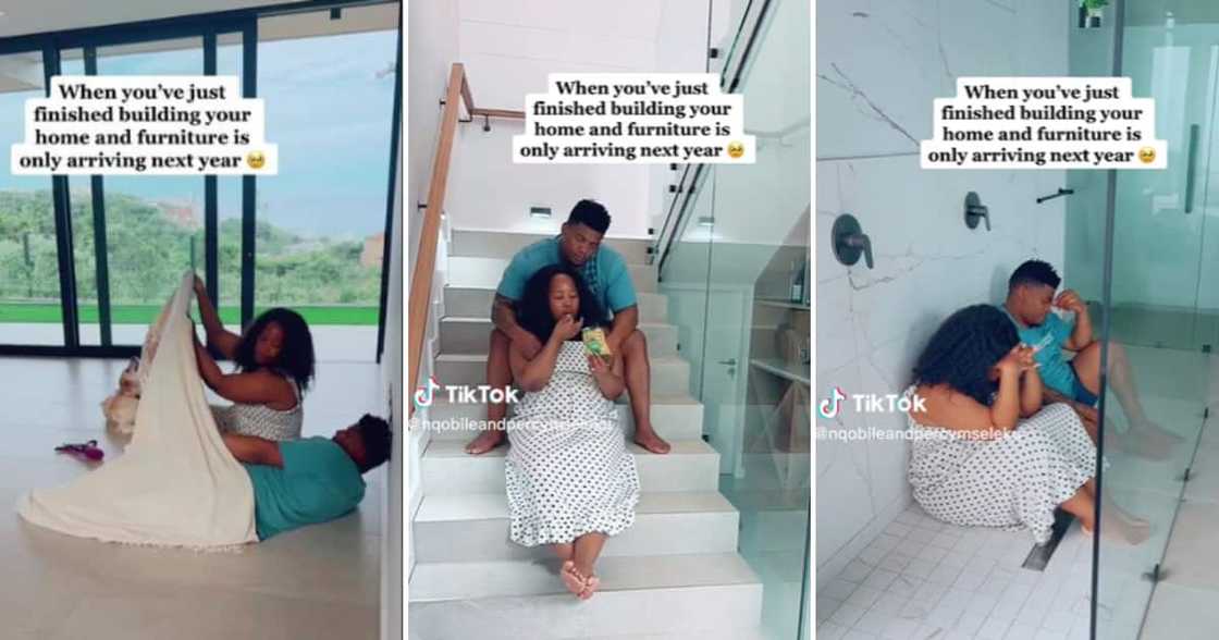 TikTok user @nqobileandpercymseleku and bae in their new home TikTok user @nqobileandpercymseleku and bae in their new home