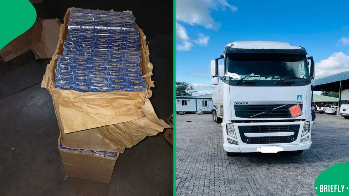 The cigarettes police confiscated and the truck it was being transported in The cigarettes police confiscated and the truck it was being transported in