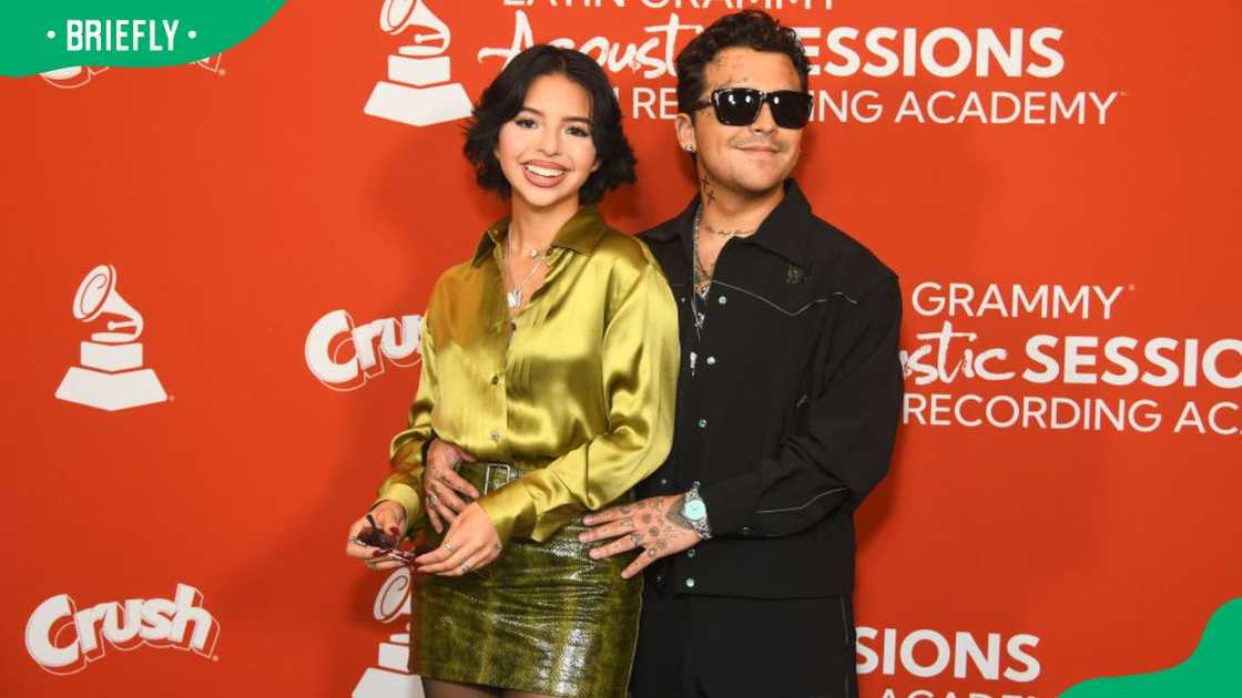 Ángela Aguilar and Christian Nodal at the Latin Grammy Acoustic Sessions with Christian Nodal in 2024