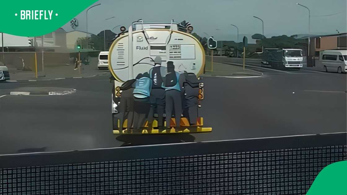 Learners hang onto moving tanker truck in South Africa worry viewers