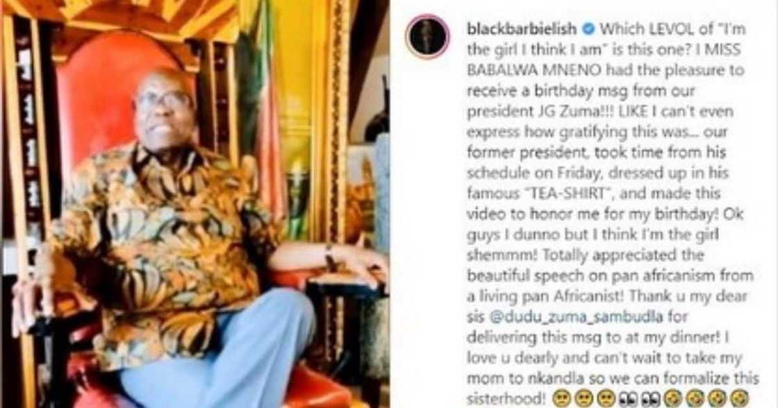 Jacob Zuma, Babalwa Mneno, video message, 44th birthday Jacob Zuma, Babalwa Mneno, video message, 44th birthday