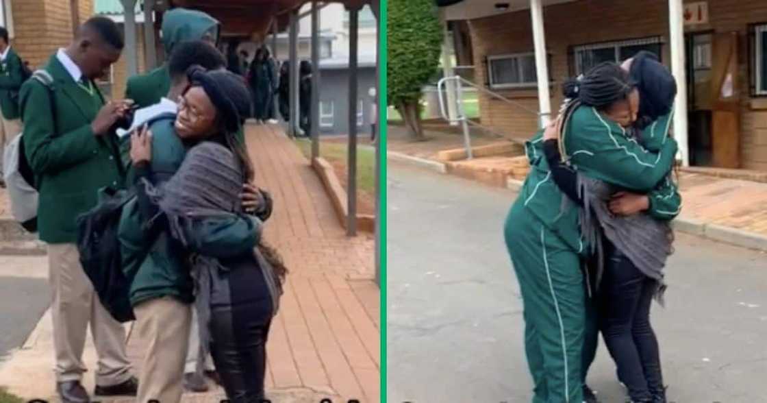 A teacher gave her high school pupils hugs before exams A teacher gave her high school pupils hugs before exams