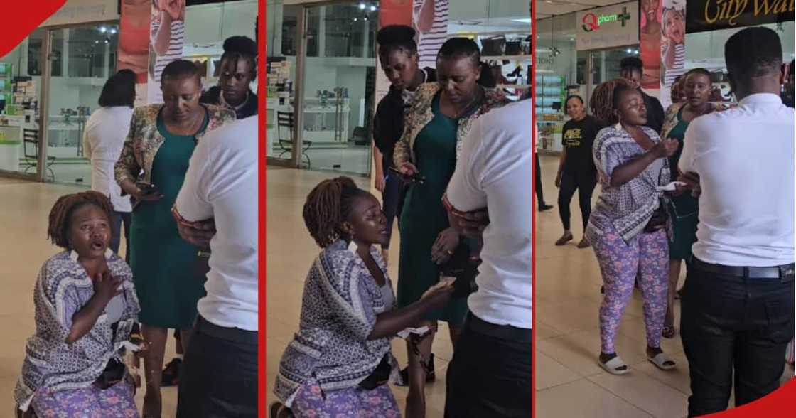 Woman kneels at Garden City after failing to pay restaurant bill. Woman kneels at Garden City after failing to pay restaurant bill.