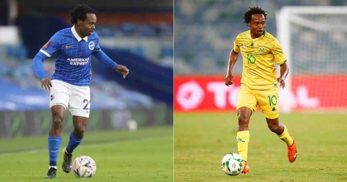 Bafana Bafana striker Percy Tau could leave Brighton & Hove Albion and join a Belgian club. Image: @PercyMuziTau22/Twitter