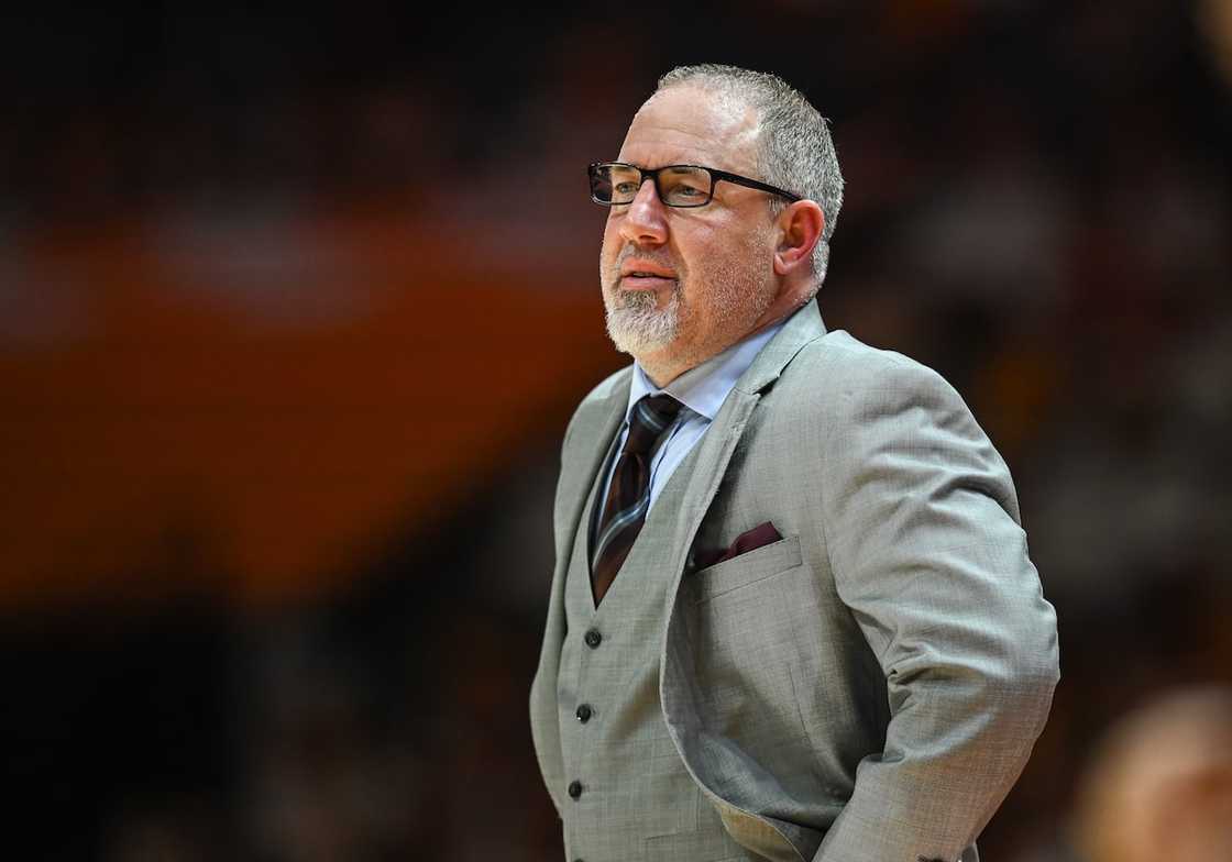 Buzz Williams coaches during the college basketball game between the Tennessee Volunteers and the Texas A&M Aggies Buzz Williams coaches during the college basketball game between the Tennessee Volunteers and the Texas A&M Aggies