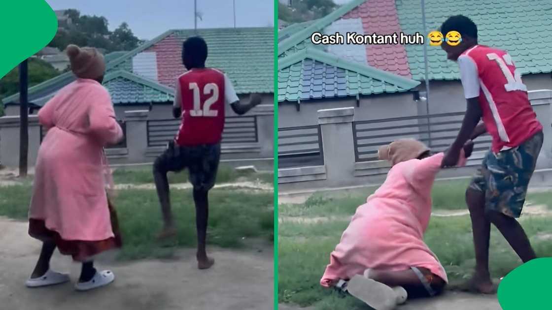 A woman fell during the Biri Marung dance challenge. A woman fell during the Biri Marung dance challenge.