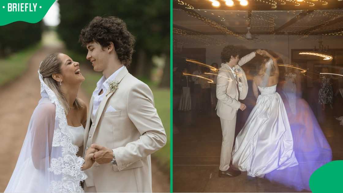 The young bride and groom.