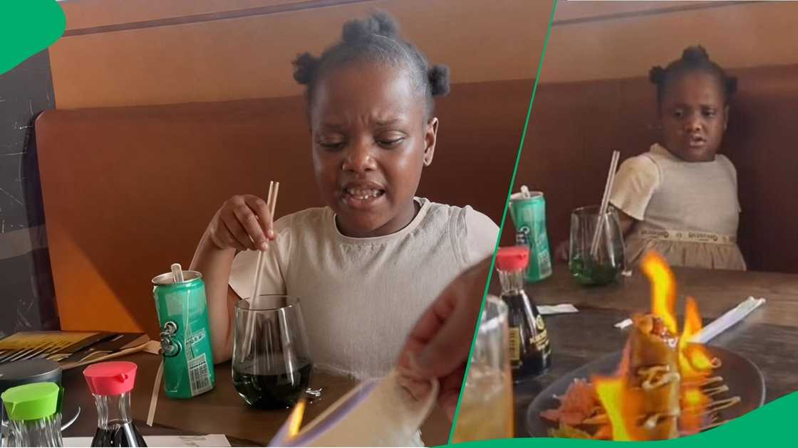 Kid scared of sushi on fire